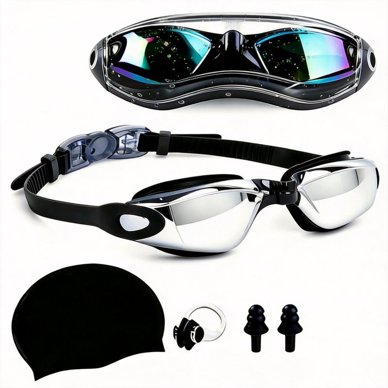 Ke Nai Da Swimming Set 4-in-1 for Adults & Teens - Anti-Fog Waterproof Swim Goggles with Silicone Cap, Nose Clip & Ear Plugs - Image 3
