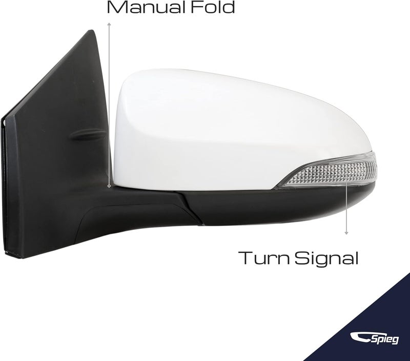 Spieg TO1320295 Driver Side Mirror for 2014-2018 Toyota Corolla - Left Side View Mirror Assembly with Power Adjustment, Heated Glass, Turn Signal Light - Image 3