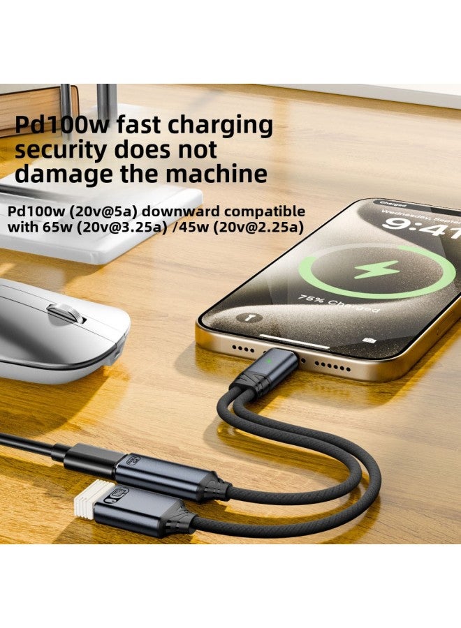 Suitable For USB Headset Listening To Songs Charging Transfer Short Line Supports USB OTG Function Keyboard And Mouse Side Charging-Color:Audio 203ca-100t Gray  - Image 4