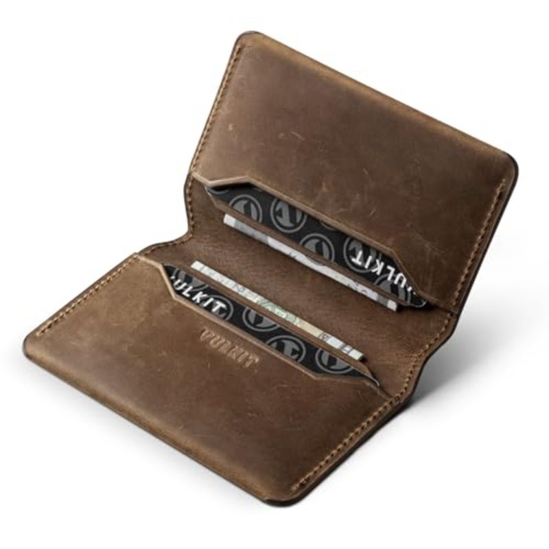 Slim Minimalist Card Holder RFID Blocking Leather Credit Card Holder Front Pocket Wallet Magnetic Closure, Handcrafted Cowhide Version - Image 1