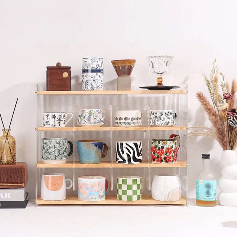 KAOTGOT Coffee Mug Holder Wooden Cup Station Organizer 4-Tier Cup Holder for Coffee Bar Mug Display Rack for Countertop Mug Holder Shelf for Home Kitchen Pine Wood - Image 3