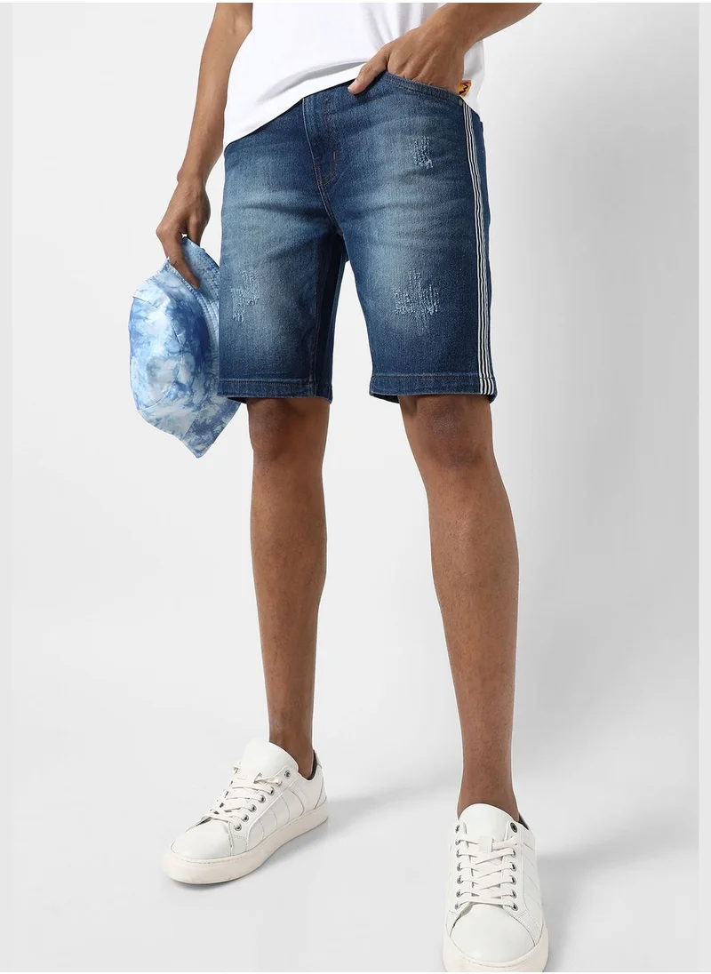 Campus Sutra Men's Light-Washed Denim Shorts