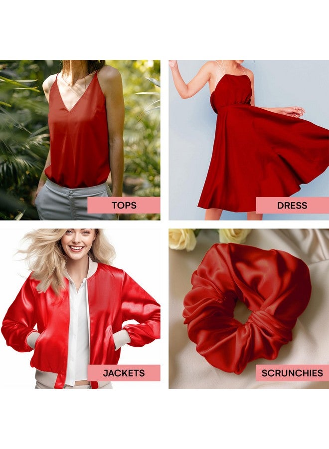 Encasa XO Encasa XO Solid Red Silky Satin Fabric Material By Meter | 110 Cm Width, Silk & Shiny Fabrics | Fabric For Scrunchies, Dress, Pillowcases, Pajamas, Evening Dress, Diy | (1 Meter)  - Image 4