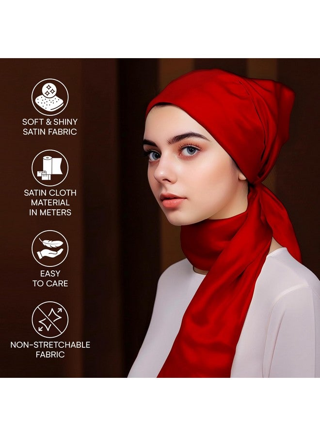 Encasa XO Encasa XO Solid Red Silky Satin Fabric Material By Meter | 110 Cm Width, Silk & Shiny Fabrics | Fabric For Scrunchies, Dress, Pillowcases, Pajamas, Evening Dress, Diy | (1 Meter)  - Image 2