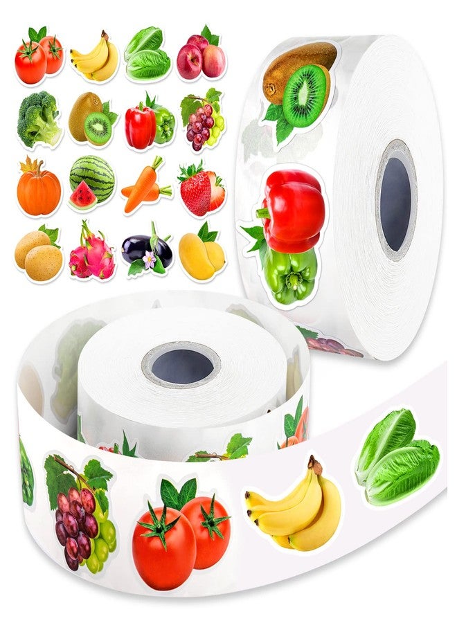 TORINALITAL 1200Pcs Fruit Vegetable Stickers, Cute 16 Styles Food Stickers for Kids, Colorful Waterproof Vegetable Sticker for Kids Teachers Classroom Rewards, Scrapbooking, DIY Crafts(2 Rolls) - Image 1