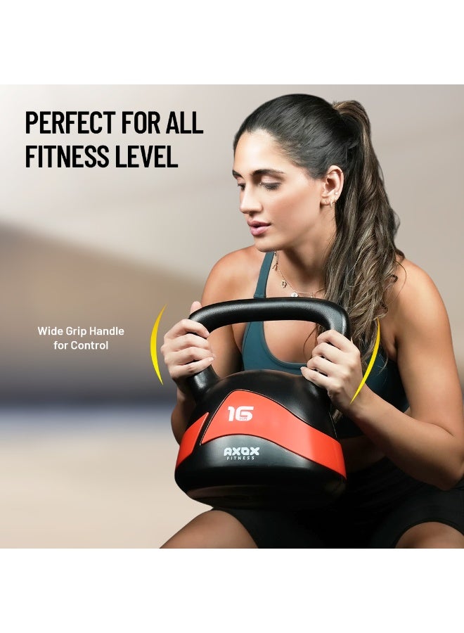 Axox Fitness Kettlebell 16kg-Vinyl Coated, Durable, Flat Base, Wide Grip for Strength, Cardio & Home Workouts - Image 2
