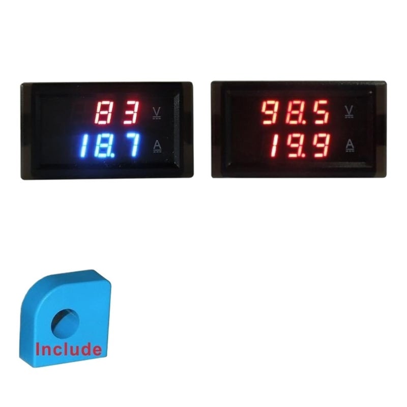 عرض LED الرقمي DC 100V 20A فولتميتر أميتر أحمر أزرق عداد جهد وتيار السيارة - Image 3