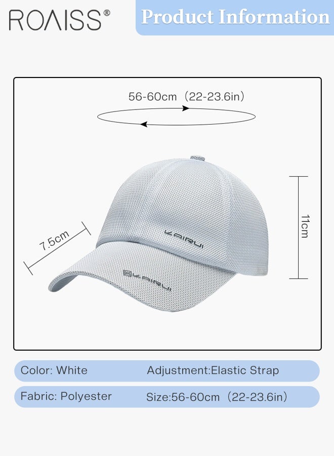 roaiss Summer Mesh Baseball Cap for Men Women Adjustable Breathable Cap Outdoor Sports Quick Dry Cool Running Hat Casual Trucker Hat White - Image 3