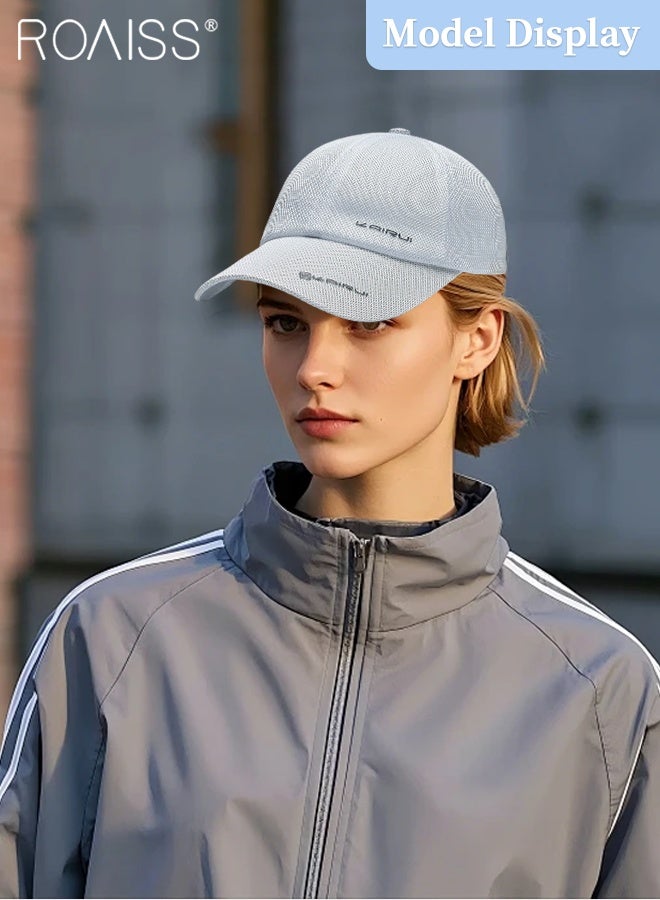 roaiss Summer Mesh Baseball Cap for Men Women Adjustable Breathable Cap Outdoor Sports Quick Dry Cool Running Hat Casual Trucker Hat White - Image 2