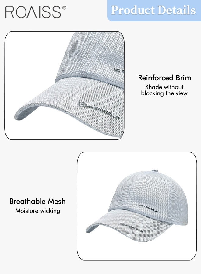 roaiss Summer Mesh Baseball Cap for Men Women Adjustable Breathable Cap Outdoor Sports Quick Dry Cool Running Hat Casual Trucker Hat White - Image 4