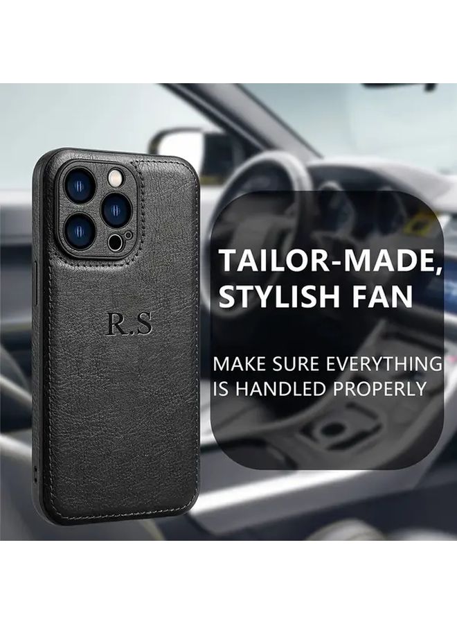 Personalized Purple Leather Phone Case For iPhone 13 Pro Custom Name Initials - Image 4