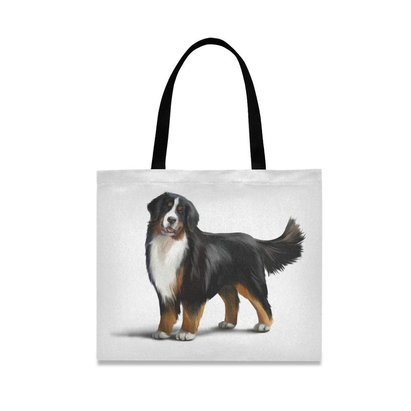 Bernese Mountain Dog Canvas Tote Bag Puppy Pets Casual Grocery Shopping Bags EcoFriendly Shoulder Handbag Gym Travel Beach Laptop Bags for Women