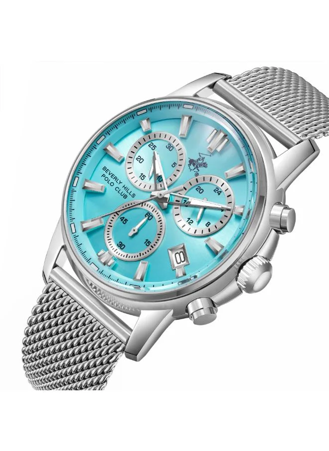 بيفرلي هيلز بولو كلوب BEVERLY HILLS POLO CLUB BP3647X.300 Men's Multi Function Display Watch & Metal Strap Silver