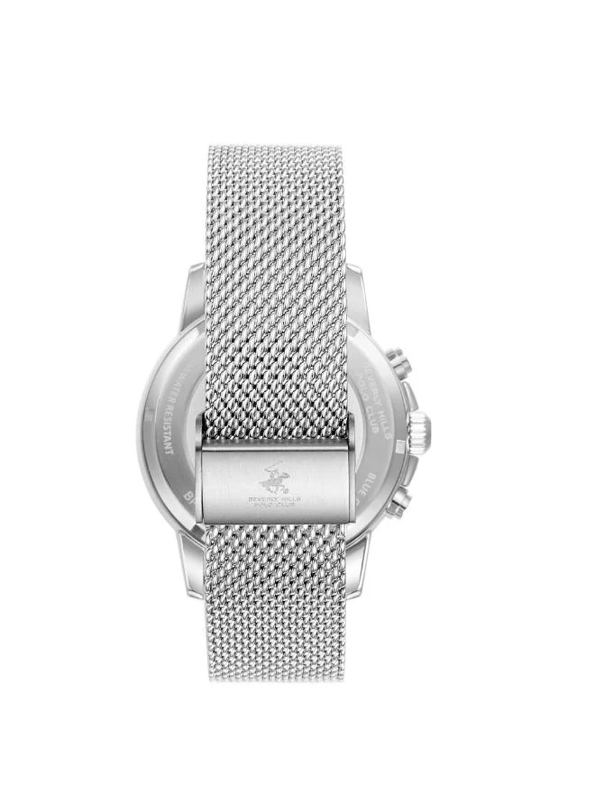 بيفرلي هيلز بولو كلوب BEVERLY HILLS POLO CLUB BP3647X.300 Men's Multi Function Display Watch & Metal Strap Silver