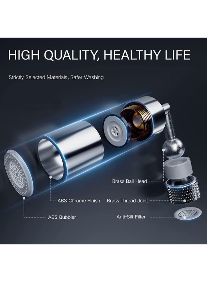 Sink   Attachment, Dual-function 2-Flow Sprayer Faucet Head - Solid Brass Water Saving Swivel Sprayer for Bathroom & Kitchen Faucets, Chrome - Image 2