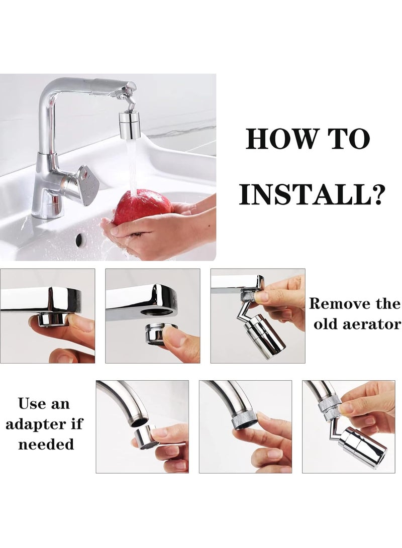 Sink   Attachment, Dual-function 2-Flow Sprayer Faucet Head - Solid Brass Water Saving Swivel Sprayer for Bathroom & Kitchen Faucets, Chrome - Image 3