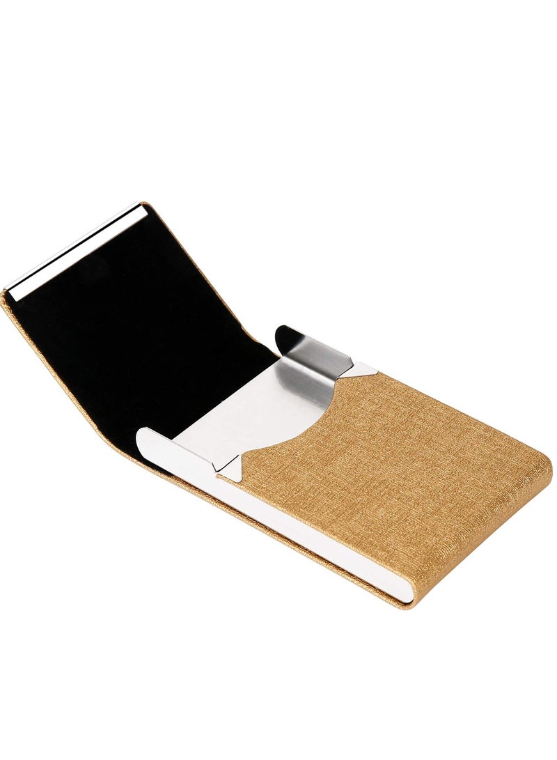 spa luxetique Business Card Holder Case Professional PU Leather Business Card Case Metal Name Card Holder Pocket Business Card Carrier for Men & Women with Magnetic Shut (Gold)  - Image 5