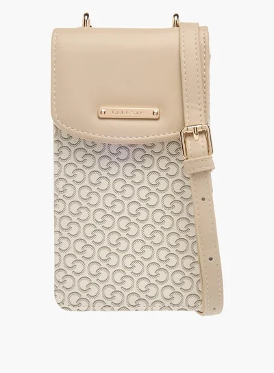 سيليست Womens Monogram Print Crossbody Bag With Detachable Strap And Flap Closure