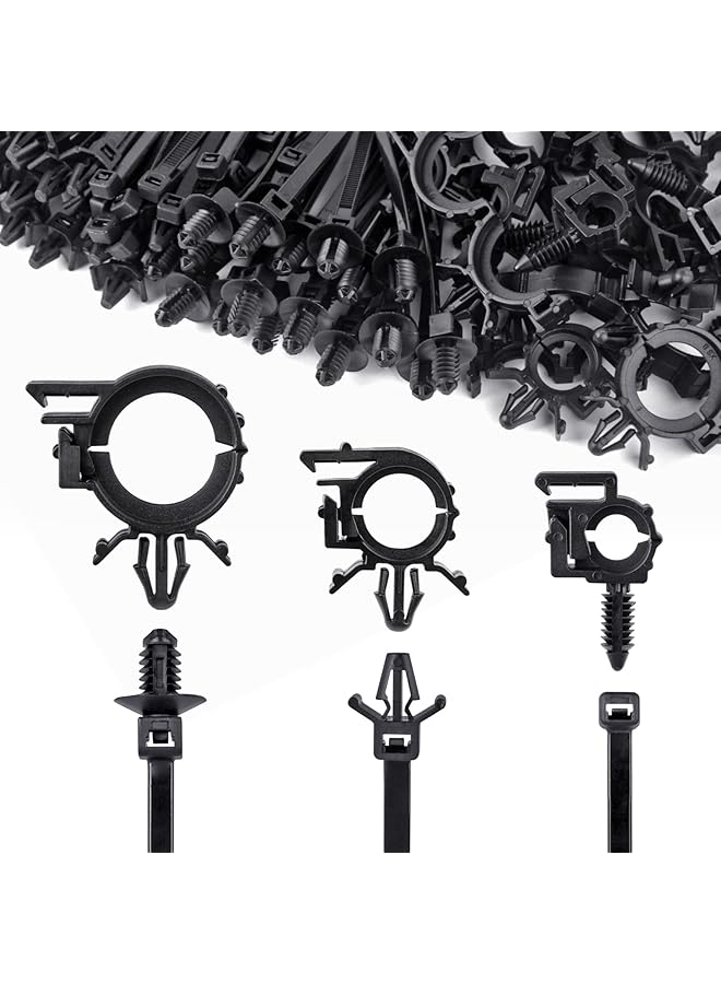 erorex 150Pcs Push Mount Cable Zip Tie With Car Wire Loom Routing Clips Universal Compatible With Gm Trucks Cars Sedan Utv Engine Bay Self Locking Straps - Image 1