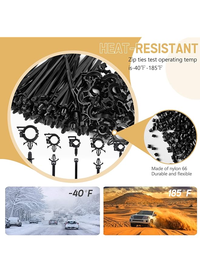 erorex 150Pcs Push Mount Cable Zip Tie With Car Wire Loom Routing Clips Universal Compatible With Gm Trucks Cars Sedan Utv Engine Bay Self Locking Straps - Image 4