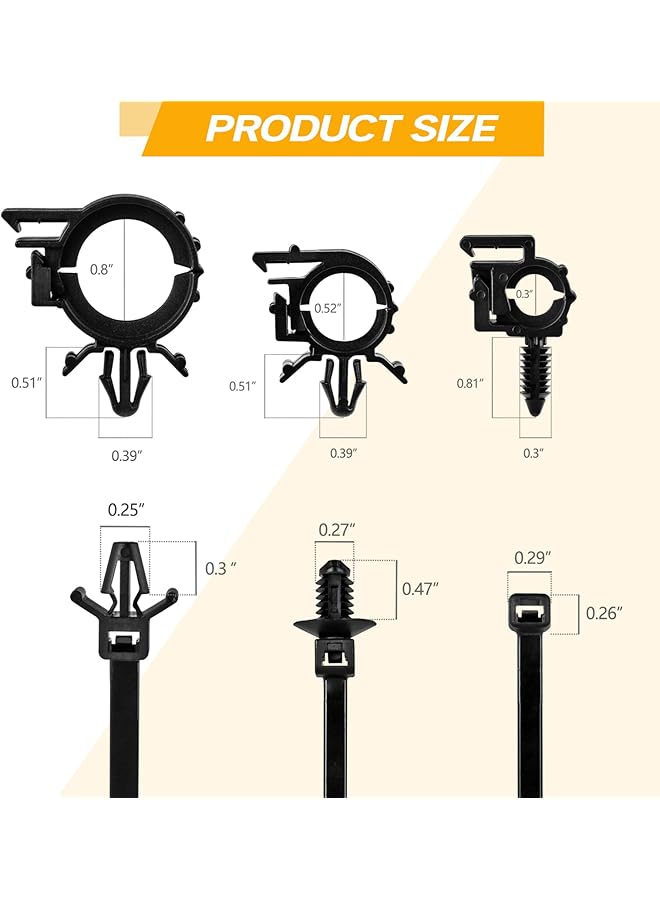 erorex 150Pcs Push Mount Cable Zip Tie With Car Wire Loom Routing Clips Universal Compatible With Gm Trucks Cars Sedan Utv Engine Bay Self Locking Straps - Image 5