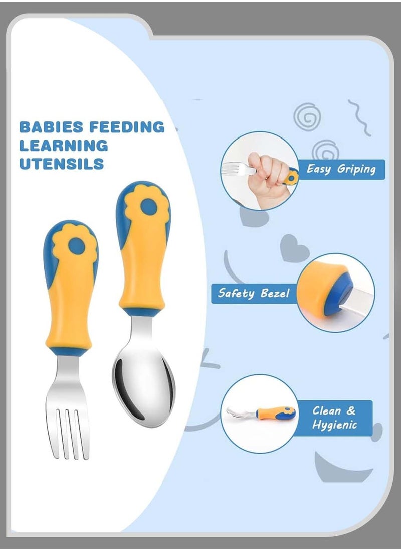 Moovant - 5PCS Kids Spoons and Forks with Training Chopsticks for Children Beginners, Kids Cutlery Set, Kids Flatware 316 Stainless Steel with Plastic Case for Girls Boys - Image 1