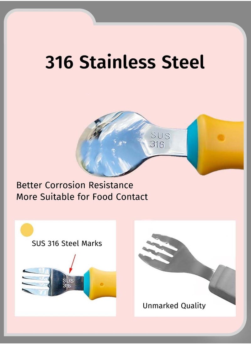 Moovant - 5PCS Kids Spoons and Forks with Training Chopsticks for Children Beginners, Kids Cutlery Set, Kids Flatware 316 Stainless Steel with Plastic Case for Girls Boys - Image 1