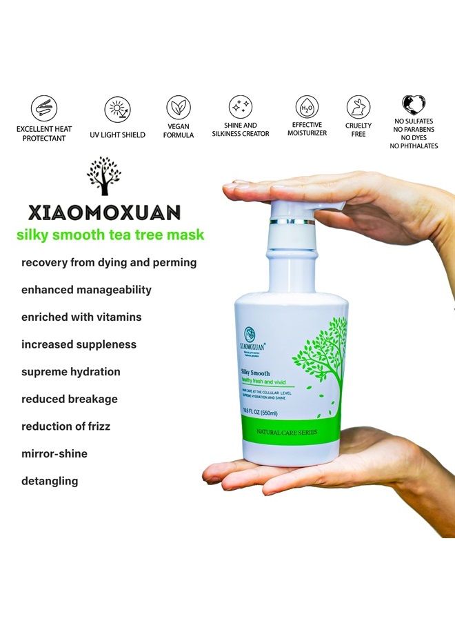 Xiaomoxuan Moisturizing Hair Mask Silky Smooth - Natural Tea Tree Oil Hair and Scalp Nourishing - Deep Hydrating for Dry Hair Breakage and Split Ends Repair - Vitamin Hair Mask Frizz Treatment - Image 3