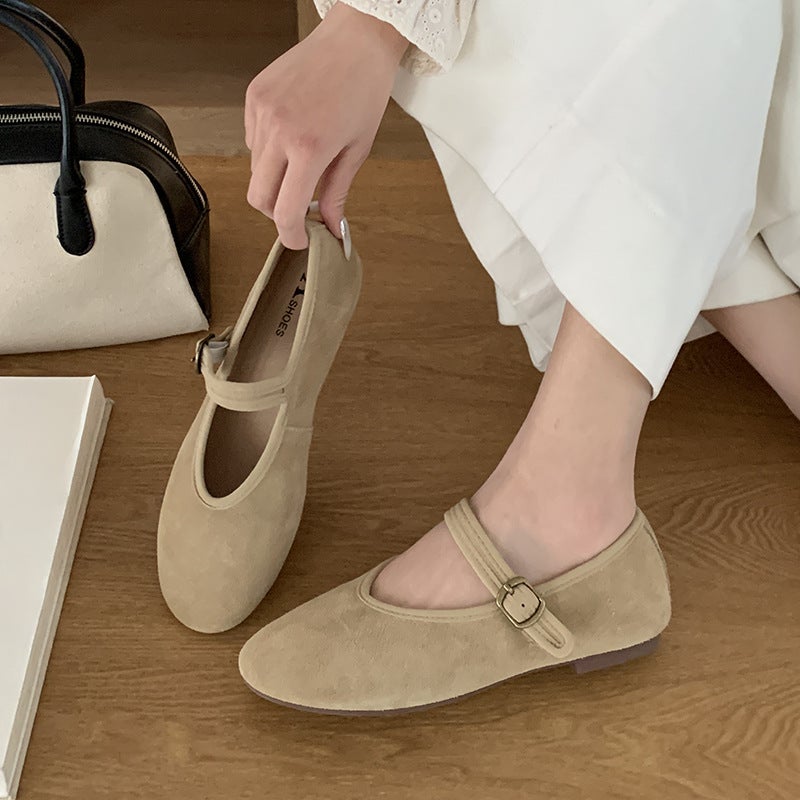Women's flat ballet shoes, genuine leather, round toe, elegant design - Image 1