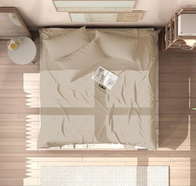 BEDSHEET PREMIUM 400THREADCOUNT 100 EGYPTIAN COTTON BREATHABLE SOFT SMOOTH SATEEN WEAVE BEIGE QUEEN SIZE 92 X 102 2 PEICE PILLOW COVER SIZE18X28