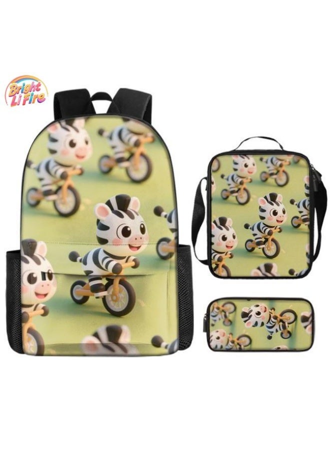 Bright Li Fire Unlock the fashion style of children's fun! Three-piece bag set, cartoon elements make children and teenagers super stylish (students, children, friends outings, mountain climbing, schooling, etc. are available) - 12 - Image 1