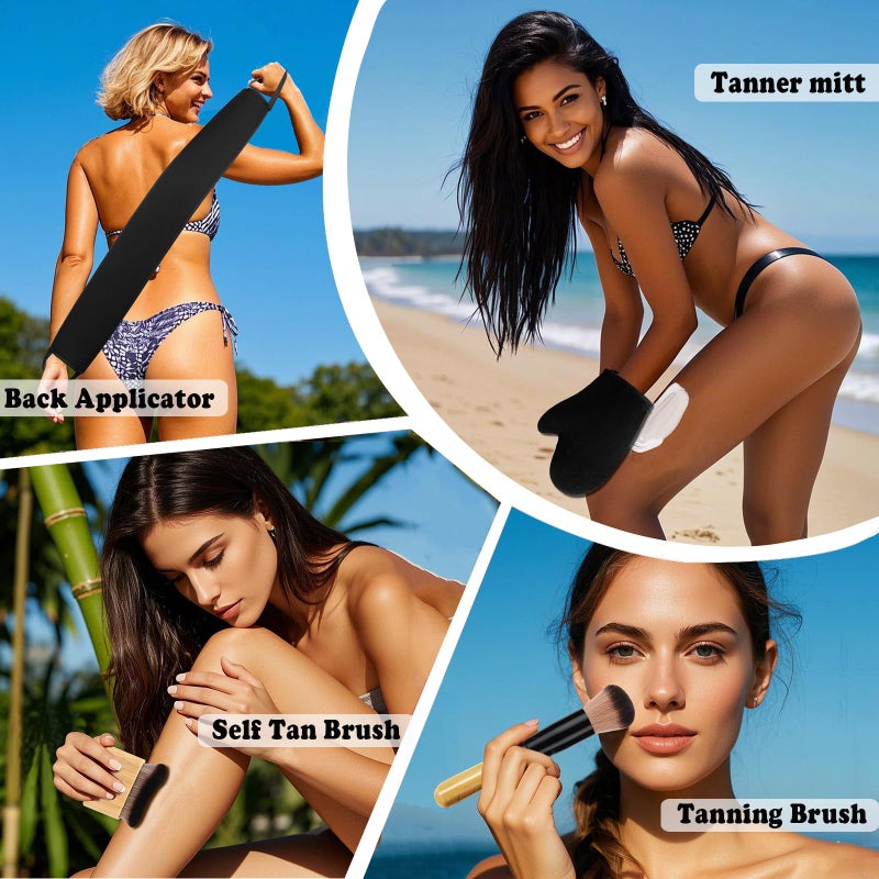 ANSPHIE Self Tanning Mitt Self Tanner Mitt Tanning Glove Self Tan Mitt Applicator Self Tanner Brush For Body Self Tanning Brush Kabuki Brush Back Self Tanner Back Applicator Back Tanning Applicator 4 Pack - Image 5