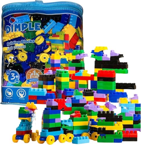 Dimple Large Building Blocks for ToddlersKids 600 Piece Stackable MultiColored Interlocking Toys Safe NonToxic Plastic Bright Colors Waterproof Boys Girls Age 3 for Kids - Image 1
