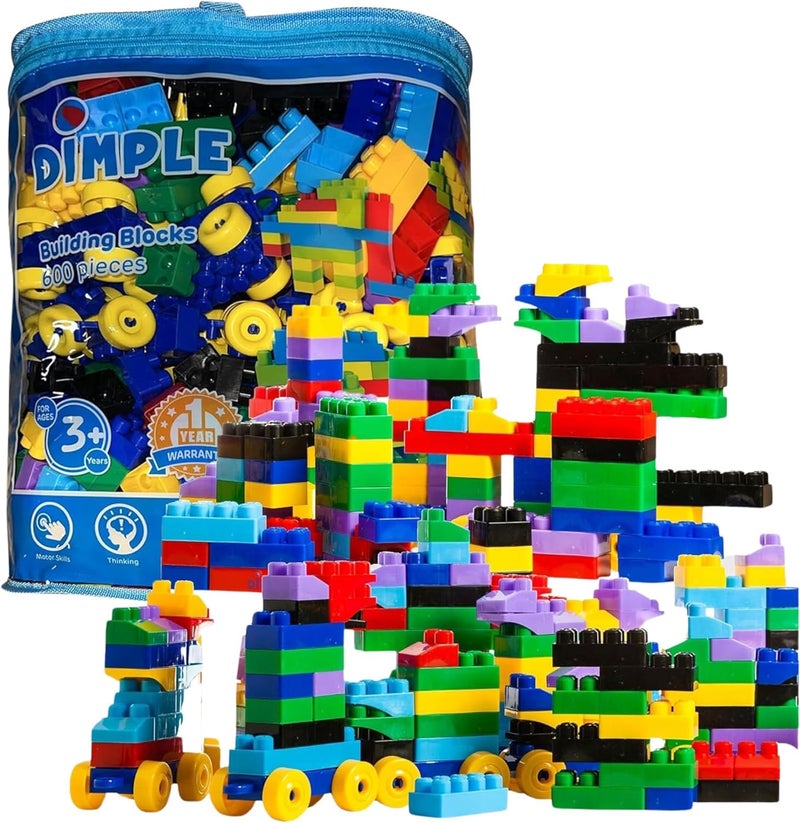Dimple Large Building Blocks for ToddlersKids 600 Piece Stackable MultiColored Interlocking Toys Safe NonToxic Plastic Bright Colors Waterproof Boys Girls Age 3 for Kids - Image 3
