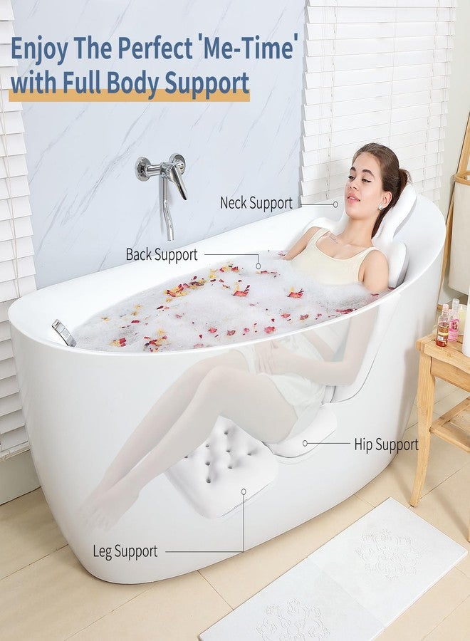 VEILS Luxury Bath Cushion, Full Body Bathtub Pillow with 160 Suction Cups, Bath Mat for Head and Neck Support, with Laundry Bag (White, 51" x 16") - Image 3