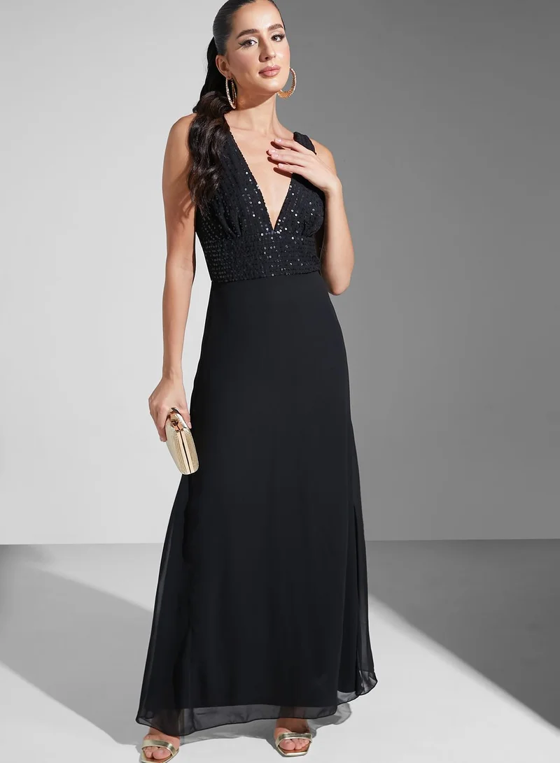 Namshi X Hadia Ghaleb Hadia Ghaleb Sequined Bodice Dress
