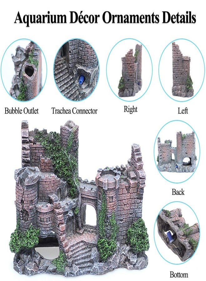 fazhongfa Aquarium Castle Air Bubbler Fish Tank Decorations for Betta Fish Ornament Small and Medium Fish Accessories Decor Betta House Toys (Air Pump is Not Include) - Image 2