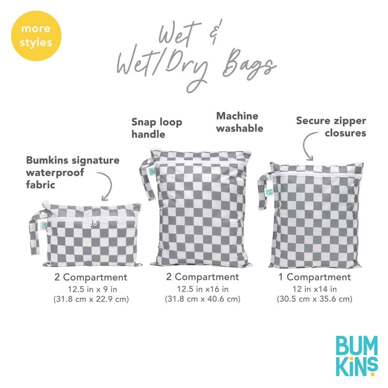 Bumkins Waterproof Wet Bag for Baby, Travel, Swim Suit, Cloth Diapers, Pump Parts, Pool, Beach, Gym Clothes, Toiletry, Hook to Stroller, Daycare, Zipper Reusable Wetdry Packing Pouch, Ocean Life Blue - Image 5