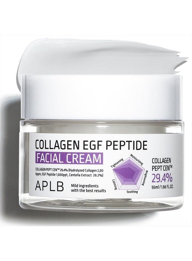 APLB Collagen EGF Peptide Facial Cream | COLLAGEN PEPT CEN™ 29.4% 1.86 FL.OZ/Korean Skincare, Elasticity care, Deep hydration, Revitalize for gentle and improve skin texture - Image 1