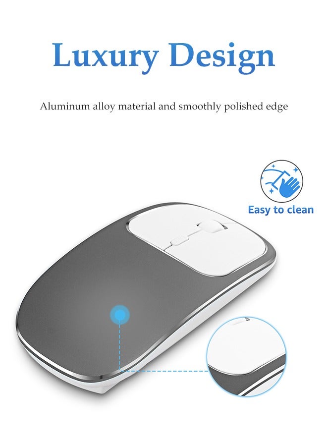 فأرة لاسلكية صامتة، USB لابتوب PC، فأرة رقيقة قابلة لإعادة الشحن بدون سلك مع مستقبل USB محمول بصري لمكتب اللابتوب، PC، الكمبيوتر، سطح المكتب - Image 3