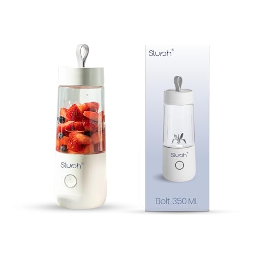 Slursh Bolt Portable Blender 350ml, Powerful 4 Blade USB Rechargeable Juicer Blender, BPA Free Smoothie Maker, Leakproof Self Cleaning Mini Mixer for Shakes, Protein, Baby Food (White) - Image 1