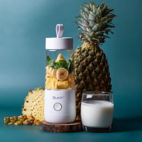 Slursh Bolt Portable Blender 350ml, Powerful 4 Blade USB Rechargeable Juicer Blender, BPA Free Smoothie Maker, Leakproof Self Cleaning Mini Mixer for Shakes, Protein, Baby Food (White) - Image 2