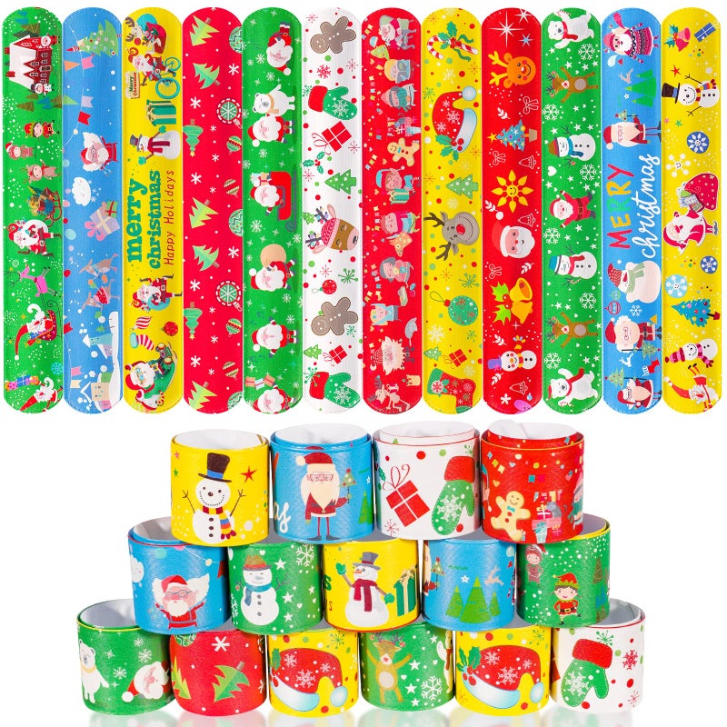 Max Fun 48pcs Christmas Slap Bracelets Party Favors Toys for Kids Xmas Party Favors Stocking Stuffers Christmas - Image 3