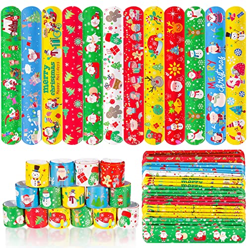 Max Fun 48pcs Christmas Slap Bracelets Party Favors Toys for Kids Xmas Party Favors Stocking Stuffers Christmas - Image 5