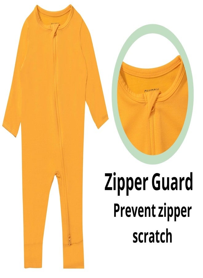 GUISBY Rayon Footless Pajamas, Baby Boy Girls Toddler Long Sleeve with 2 Way Zipper 4 Piece Sets Sleeper 3-6 Months - Image 2