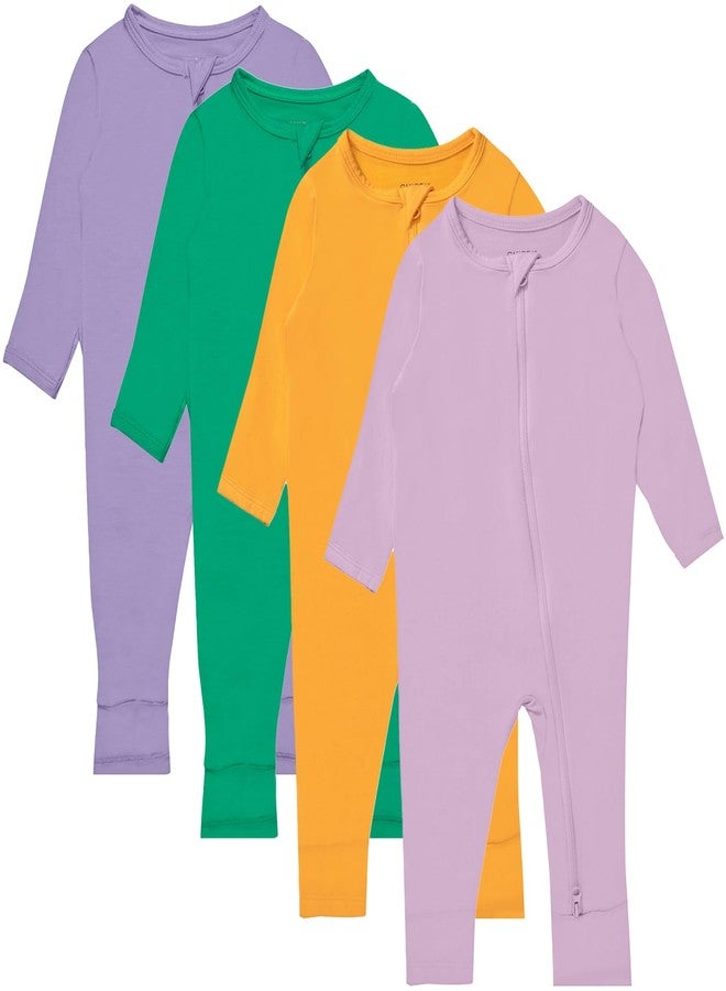 GUISBY Rayon Footless Pajamas, Baby Boy Girls Toddler Long Sleeve with 2 Way Zipper 4 Piece Sets Sleeper 3-6 Months - Image 1
