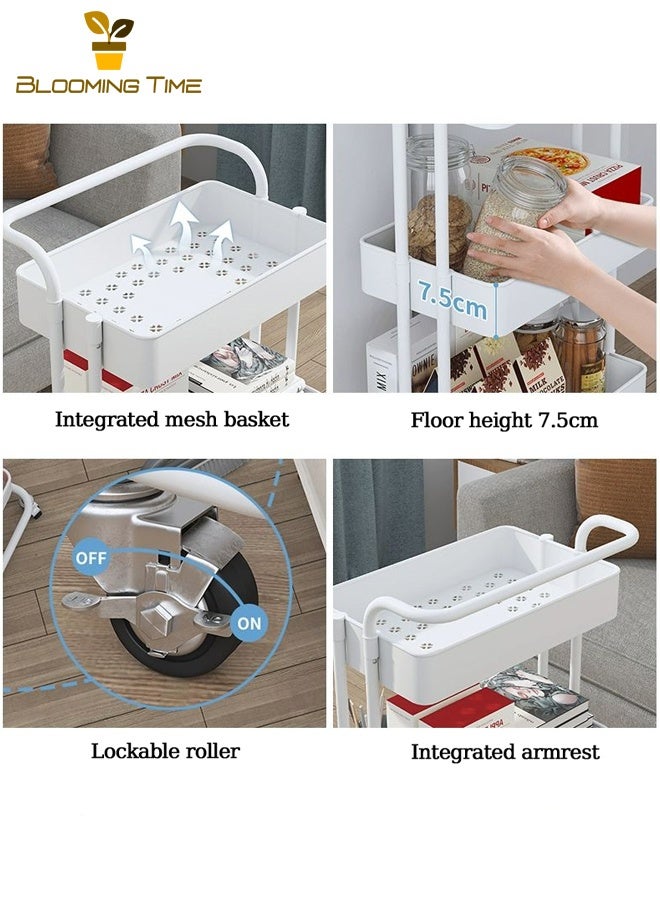 بلومنغ تايم أرفف منزلية بسيطة، رف تخزين للوجبات الخفيفة في غرفة المعيشة وغرفة النوم، أرفف عربة متحركة، عربة تخزين مطبخ الحمام المنزلي، أرفف تخزين متحركة خفيفة الوزن ومتعددة الطبقات وقابلة للإزالة ومتحركة ومتعددة الطبقات، أرفف تخزين الوجبات الخفيفة والألعاب، أرفف تخزين الوجبات الخفيفة والألعاب، أرفف سلة بلاستيكية من الحديد، عربة تخزين مطبخ بعجلات عالمية - Image 5