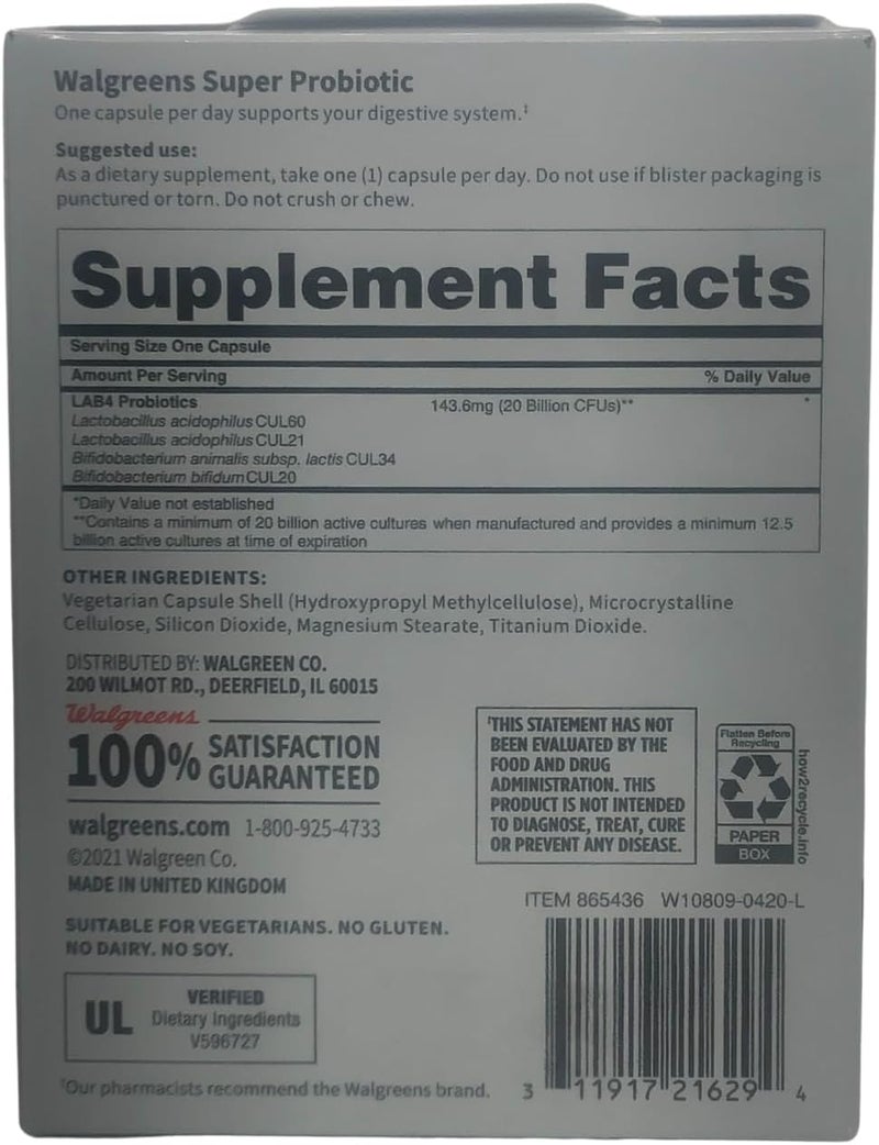 Walgreens ATAZUA Walgreens Super Probiotic Digestive Support Capsules 60 ea - Image 2