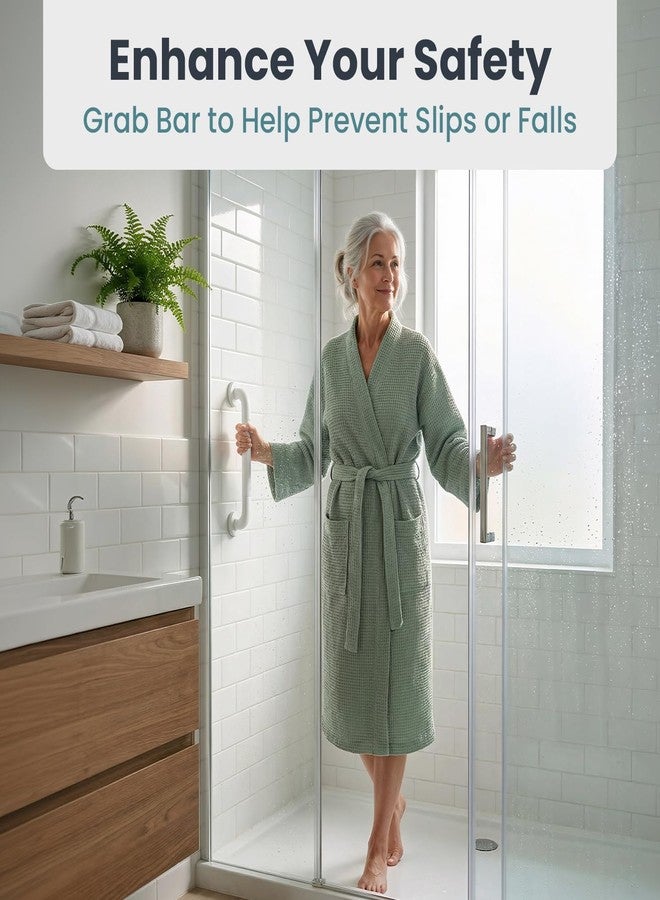PELEGON Grab Bars for Shower 2-Pack 16 Inch - Stainless Steel Shower Grab Bars for Seniors - Bathroom Safety Handle Non-Slip Grip Rust Resistant Wall Mounted Support Bar for Bathtub Shower - White - Image 2