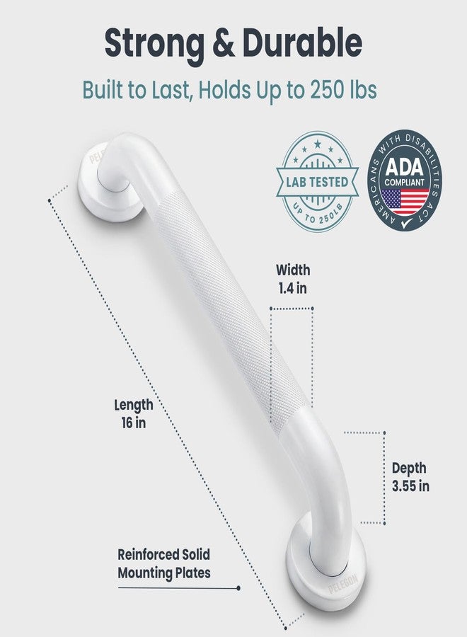 PELEGON Grab Bars for Shower 2-Pack 16 Inch - Stainless Steel Shower Grab Bars for Seniors - Bathroom Safety Handle Non-Slip Grip Rust Resistant Wall Mounted Support Bar for Bathtub Shower - White - Image 3